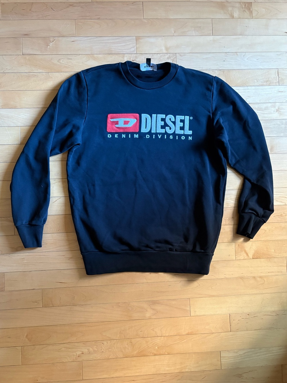 Diesel Black Crewneck Sweatshirt with Red Logo